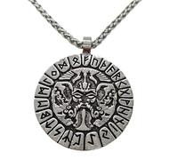 Hao Wu Xuan Moda Amuleto Corvo E Lupo Talismano Jewlery Viking Rune Pendente Uomo Collana con Valknut Simbolo Inciso Sul Retro prezzie