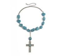 Hao Wu Xuan Moda Boho Irregolare BLU Pietra Naturale Perline Girocolli Collana per Le Donne Vintage Croce Pendente Collana Femminile Trendy prezzie