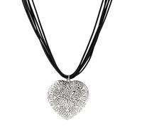Hao Wu Xuan Moda Catene di Corda nera a strati con Grande Cuore pendenti collana per le Donne Punk Accessori Alla Moda sul Collo Moda Femminile prezzie