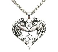 Hao Wu Xuan Moda Doppio Lupo Pendente con Simbolo Talismano Amuleto Amore Cuore Collana Vichingo San Valentino Accessori prezzie