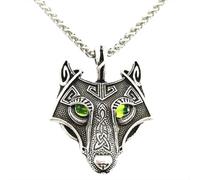 Hao Wu Xuan Moda Goth Wolf Ciondolo con Occhi di Cristallo Verde Vichingo Amuleto Talismano Collana per Gli Uomini Donne prezzie