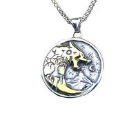 Hao Wu Xuan Moda Hombres Vikingo Lobo Yggdrasil Luna Cuervo Nórdico Runas Colgante Amuleto Collar de Lobo Premio