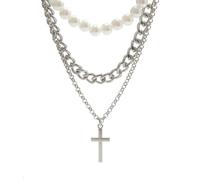 Hao Wu Xuan Moda Imitazione Perla e Catena Spessa con Croce Pendenti Collana per Gli Uomini Trendy Catene Separabili su Accessori Da Collo