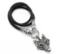 Hao Wu Xuan Moda Occhi Neri Testa di Lupo Pendente Vichingo Lupi Teste Catena di Cuoio Collana Talismano Gioielli prezzie