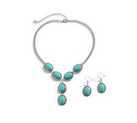 Hao Wu Xuan Moda Vintage Ovale Forma Pietra Pendente Collana e Orecchini per Le Donne Trendy Elegante Girocollo Collane e Orecchini Pendenti