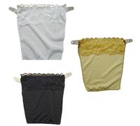 Hao Wu Xuan Modesty Panel de encaje con inserto de camisola, paquete de 3 superposiciones de clip en negro, blanco, beige con ribete floral