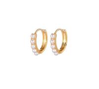 Hao Wu Xuan Pendientes de aro mínimos de Perlas de Acero Inoxidable para Mujer Coreana pequeña Color Dorado círculo cartílago Pendiente Piercing joyería