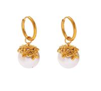 Hao Wu Xuan Pendientes de Flores de Flores de Cuentas de Concha sin Costuras seleccionadas, Pendientes de Moda y Sencillos, Pendientes de Acero Inoxidable exquisitos y compactos