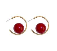 Hao Wu Xuan Pendientes Rojos de imitación geométrica exagerada para Mujeres Accesorios de joyería de Moda Coreana Regalos de Fiesta navideña