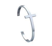 Hao Wu Xuan Pulsera de puño Simple con Cruz de Jesús Lateral clásica