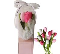 HAOBANGBEIJIA 2 Pcs(Handmade Finished Tulips) Knitting Crochet Flower Tulips Romantic Gift with gift box and gift card for your lovers or families (Tw