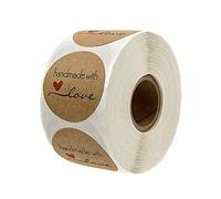 Haobase 500 rollos de calcomanías de papel kraft redondo natural hecho a mano con calcomanías de amor para hornear bolsas de regalo de boda Acción de Gracias