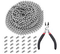 HAOBIN 10 Metros Cadena De Bolas De Acero Inoxidable Conectores Cadena De Cuentas Cadena De CordóN De Metal Cadena De Bola De Plata Viene Con 30 Conectores De Cadena De Bolas Y 1 Alicates De JoyeríA