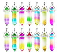 HAOBIN 14 Piezas Colgante De Cristal Hexagonal Collares De Cristal Colgantes Con Piedras Preciosas Colgantes De Piedras Colgantes De Piedra Preciosa De Bala Para La FabricacióN De Llavero De Bricolaje