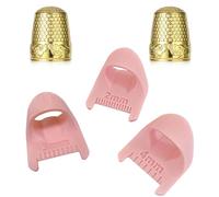 HAOBIN 2 piezas Dedales de Coser Metal Dedales de Costura Con 3 piezas Dedo Guía de Costura plantillas de costura para puntadas dedales para coser a mano,artesanía,bordado doméstico (rosa)