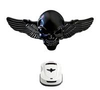 Haobin 3D Totenkopf Engelsflügel - Pegatina para cortapelos (3D, color negro, accesorios para cortacésped), color negro
