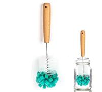 HAOBIN Cepillo para Botellas y Vasos Cepillo para Botellas de Cristal Cepillo de Limpieza Largo Botella Cerdas Duras y Esponja Blanda,Limpia Eficientemente,Compatible la Mayoría de Botellas (Verde)