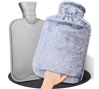 HAOCEE Bolsa De Agua Caliente Con Funda, 2L Bolsa De Agua Caliente Peluche, Con Bolsillo Tipo Canguro, A Prueba De Fugas Y Probada, Mantiene El Calor Durante Mucho Tiempo (Azul oscuro)