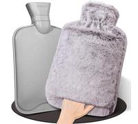 HAOCEE Bolsa De Agua Caliente Con Funda, 2L Bolsa De Agua Caliente Peluche, Con Bolsillo Tipo Canguro, A Prueba De Fugas Y Probada, Mantiene El Calor Durante Mucho Tiempo (Marrón)