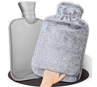 HAOCEE Bolsa De Agua Caliente Con Funda, 2L Bolsa De Agua Caliente Peluche, Con Bolsillo Tipo Canguro, A Prueba De Fugas Y Probada, Mantiene El Calor Durante Mucho Tiempo (Gris)