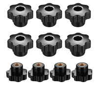 HAOCHEN 10 Pcs Tornillos de Perilla Hembra M10x40 mm, Tornillos de Cabeza Hueca, Cabeza de Plástico en Forma de Estrella para Dispositivos Mecánicos, Instrumentos, Equipos Industriales - Negro
