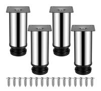 HAOCHEN 4 Piezas Patas para Muebles Altura Regulables, Patas Ajustables, Patas para Mesas Acero Inoxidable, Patas para Muebles Sofá Mesa Estantes, con Tornillos - 50x120 mm