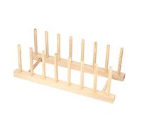 HAOCHEN Estante para Platos de Secado, Soporte para Platos pequeños, Porta tapas de ollas, Stand para Libros de Bambú para Tablas de Cortar, Tapas de Ollas, Platos, Bowls, Tazas - 7 compartimentos.