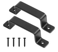 HAOCHEN Manijas de puerta de hierro fundido vintage resistentes, juego de 2, color negro, ideales para exteriores, garajes, armarios e interiores (100X160MM)