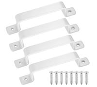 HAOCHEN Manijas de puerta de hierro fundido vintage resistentes, juego de 4, color Blanco, ideales para exteriores, garajes, armarios e interiores (120X190MM)