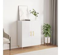 HaoChrymec Aparador Blanco Brillante de Madera de Ingeniería, Diseño Clásico con 4 Puertas, Cajonera Blanca, Aparadores para Salón, Alacena de Cocina, 69.5 x 34 x 90 cm