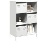 HaoChrymec Aparador Blanco con Estructura de Acero Laminado en Frío, 3 Cajones y 3 Compartimentos, Aparador Cocina Blanco, Armarios de Cocina, Alacenas de Cocina, Aparadores Salón, 68 x 39 x 103.5 cm