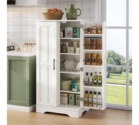 HaoChrymec Armario De Cocina con MDF, Luz LED con Sensor y Almacenaje Funcional, Mueble Alto De Almacenamiento, Aparador Auxiliar, Adecuado para Cocina Comedor y Salón, Blanco, 120x60x40 cm