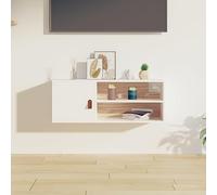 HaoChrymec Armario de Pared Blanco, Madera Maciza de Pino, Estilo Rústico con 4 Compartimentos, Almacenamiento para Libros, DVD, Decoración, Organizador de Pared para Salón, Dormitorio, 80x30x30 cm