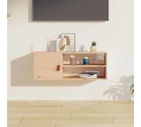 HaoChrymec Armario de Pared, Madera Maciza de Pino Natural, Estilo Rústico con 4 Compartimentos, Almacenamiento para Libros, DVD, Decoración, Ideal para Salón o Dormitorio, 80x30x30 cm