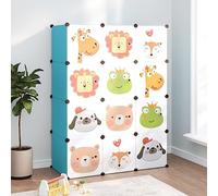 HaoChrymec Armario Infantil Modular con 12 Cubos, Almacenaje para Juguetes, Estantería Cúbica Azul, Material PP y Acero, Diseño Colorido, Armario Infantil, Estantería Cubos, 110 x 46.5 x 144 cm