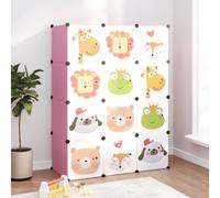HaoChrymec Armario Infantil Modular con 12 Cubos, Almacenaje para Juguetes, Estantería Cúbica Rosa, Material PP y Acero, Diseño Colorido, Armario Infantil, Estantería Cubos, 110 x 46.5 x 144 cm