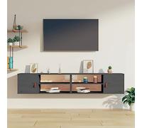 HaoChrymec Armarios de Pared (2 Unidades), Madera Maciza de Pino, Estilo Rústico Moderno, Almacenamiento Multiusos para Salón, Dormitorio, Color Gris, 80x30x30 cm