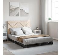 HaoChrymec Cama de Madera Maciza, Cabecero Tapizado en Color Gris, Diseño Moderno con Base de Lamas, Cama Matrimonial Ideal para Dormitorio Principal o Juvenil, 140x200 cm
