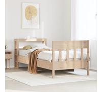 HaoChrymec Cama de Madera Sólida de Pino, Cabecero con Estantes, Cama Individual Ideal para Dormitorios Juveniles o Habitaciones Pequeñas, Color Natural, 75x190 cm