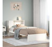 HaoChrymec Cama Infantil con Estante, Madera de Pino Maciza, Diseño Compacto con Cabecero Librería, Cama Infantil Ideal para Habitación Infantil o Juvenil, Color Blanco, 75x190 cm