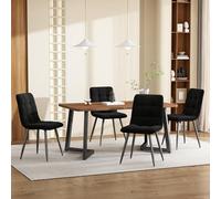 HaoChrymec Conjunto de Comedor 5 Piezas con MDF, Mesa de Cocina Moderna con Patas Metálicas Negras y Veta de Madera, Mesa Comedor y 4 Sillas, para Cocina y Comedor, Nogal y Negro