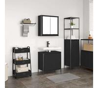 HaoChrymec Conjunto de Muebles de Baño de 2 Piezas, Madera de Ingeniería, Diseño Roble Negro, Armario Multiusos, Mueble Auxiliar Baño, para Baño y Dormitorio, 60 x 34.5 x 60 cm