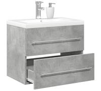 HaoChrymec Conjunto de Muebles de Baño de 2 Piezas, Madera Gris Hormigón, Mueble Bajo Lavabo, Armario Multiusos, Mueble Baño Auxiliar, Apto para Baño y Dormitorio, 60 x 38.5 x 48 cm