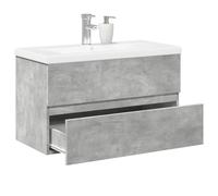 HaoChrymec Conjunto de Muebles de Baño de 2 Piezas, Material a Base de Madera, Armario Baño con Lavabo de Cerámica, Diseño Compacto, para Baño y Oficina, Gris Hormigón, 80 x 38,5 x 45 cm