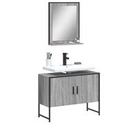 HaoChrymec Conjunto de Muebles de Baño de 2 Piezas, Material de Madera Sonoma Gris, Mueble Auxiliar de Baño, Armario con Espejo, Requiere Montaje, para Baño, Dormitorio y Oficina, 80 x 33 x 60 cm