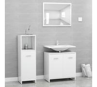 HaoChrymec Conjunto de Muebles de Baño de 3 Piezas, Madera de Ingeniería Blanca, Mueble de Lavabo, Armario Central y Espejo, Apto para Baño, Aseo o Tocador, Color Blanco, 60 x 33 x 61 cm