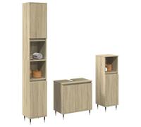 HaoChrymec Conjunto de Muebles de Baño de 3 Piezas, Madera de Ingeniería, Diseño Industrial, con Puerta Práctica, Armario Baño, Mueble Auxiliar, para Baño y Aseo, Color Roble Sonoma, 58 x 33 x 60 cm