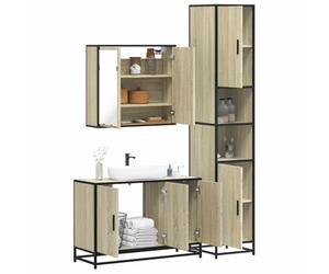 HaoChrymec Conjunto de Muebles de Baño de 3 Piezas, Madera de Roble Sonoma, Mueble Auxiliar de Baño, Armario Multiusos, Cajoneras de Baño, Apto para Baños y Dormitorio, Color Robles, 65 x 20 x 60 cm