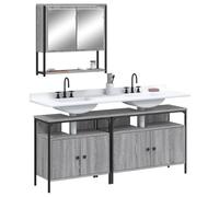 HaoChrymec Conjunto de Muebles de Baño de 3 Piezas, Madera Sonoma Gris, Armario Baños, Mueble Auxiliar Baño, Cajoneras Baños, Diseño Compacto, para Baño, Color Gris Sonoma, 80/60 x 30 x 60 cm