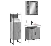 HaoChrymec Conjunto de Muebles de Baño de 3 Piezas, Madera Sonoma Gris, Armario Multiusos, Mueble de Lavabo, Cajoneras de Baño, para Baño y Dormitorio, Requiere Montajes, 60 x 30 x 60 cm